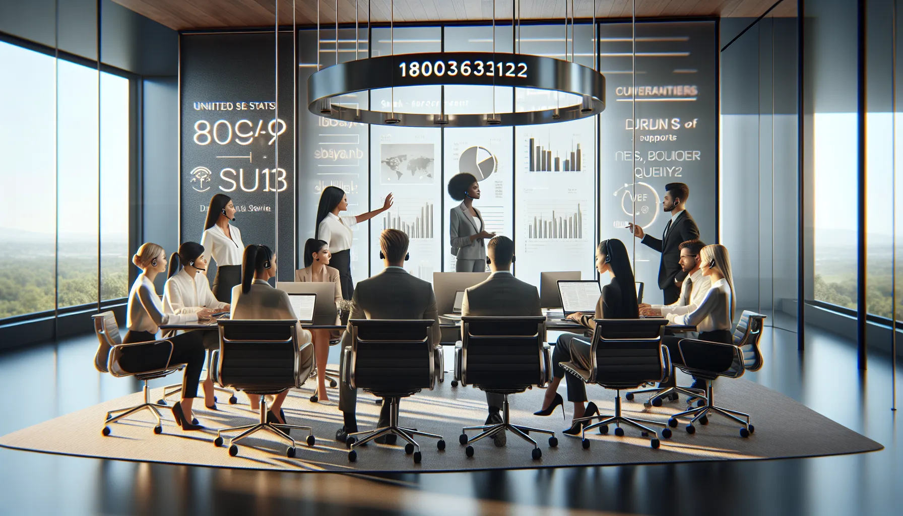 diverse team collaborating on customer service solutions in a modern office.